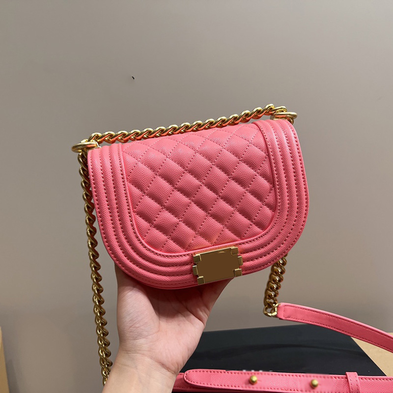 

Womens Designer Boy Caviar Leather Le Bags 5 Colors Gold Metal Chain Crossbody Shoulder Classic Mini Flap Quilted Handbags Diamond Lattice Outdoor Purse 18X12CM, Box