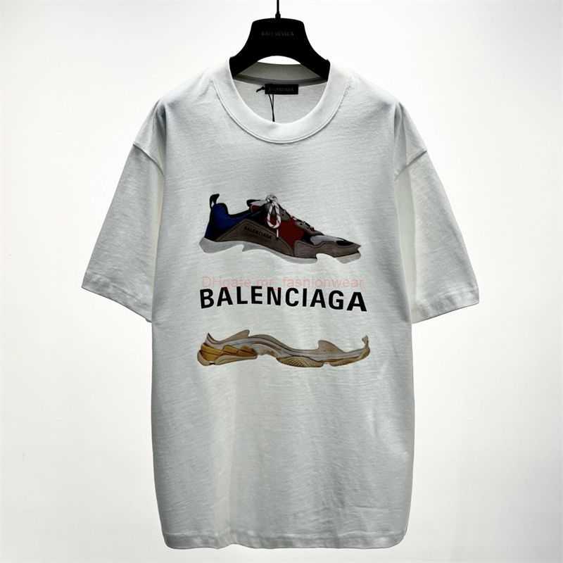 

Designer Fashion Clothing French Paris BB Luxury TShirt Tees Reproduced 1 1 New Paris Sneaker Print Pattern Letter Versatile Short Sleeved Tshirt for Men Women Casua, White replica 1:1 version