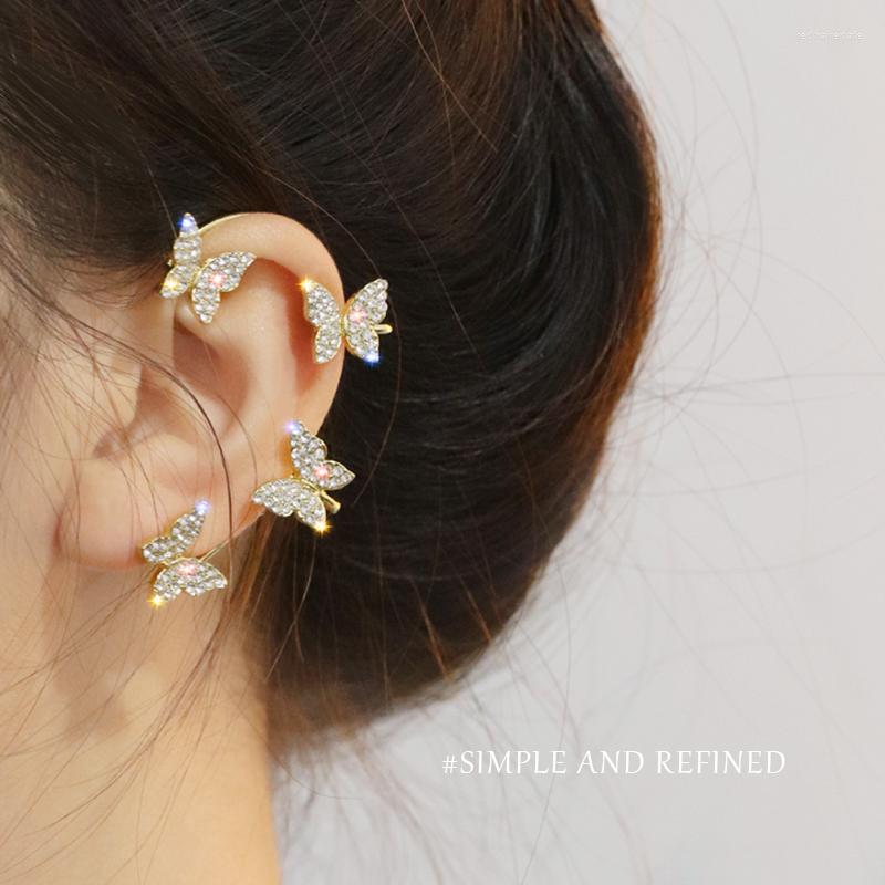 

Backs Earrings Gold Plated Metal Ear Bone Clip For Women Sweet Exquisite Sparkling Zircon Butterfly Cuff Earring French Style Jewelry
