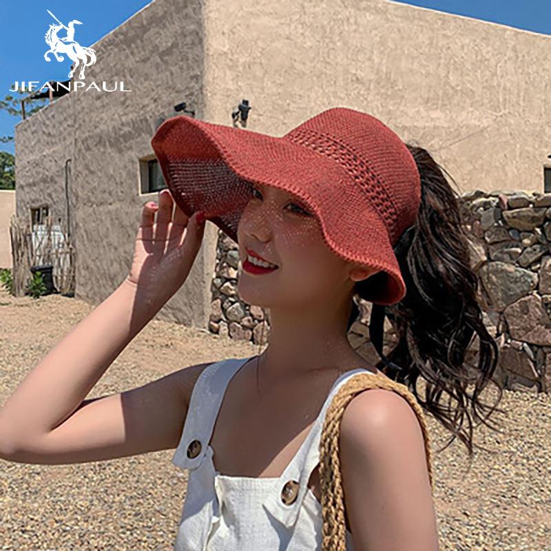 

Wide Brim Hats Style Empty Top Hat Straw Female Summer Korean Version Of Sunscreen Sunshade Sun Knitted Simple Beauty Women, Mz2130 zangqing