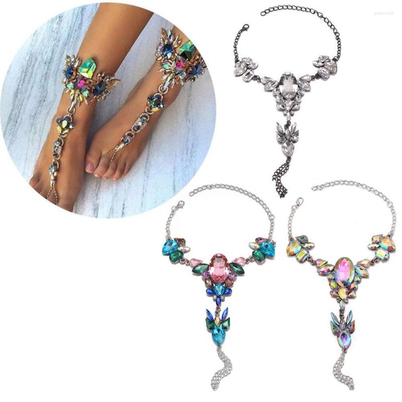 

Anklets Women Supply Gem Flower Pendant Feet Decoration Barefoot Bracelet Ankle Anklet Chain Foot Jewelry Rhinestones