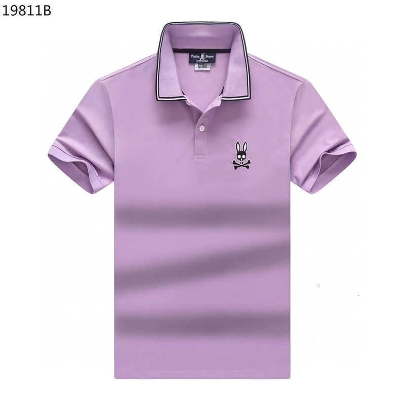 

Psycho Bunny New Polo Shirt Tshirt 2023 Summer and Autumn Skeleton Rabbit Embroidery Pearl Cotton Trendy Brand Rib Ru5x T91i, Violet