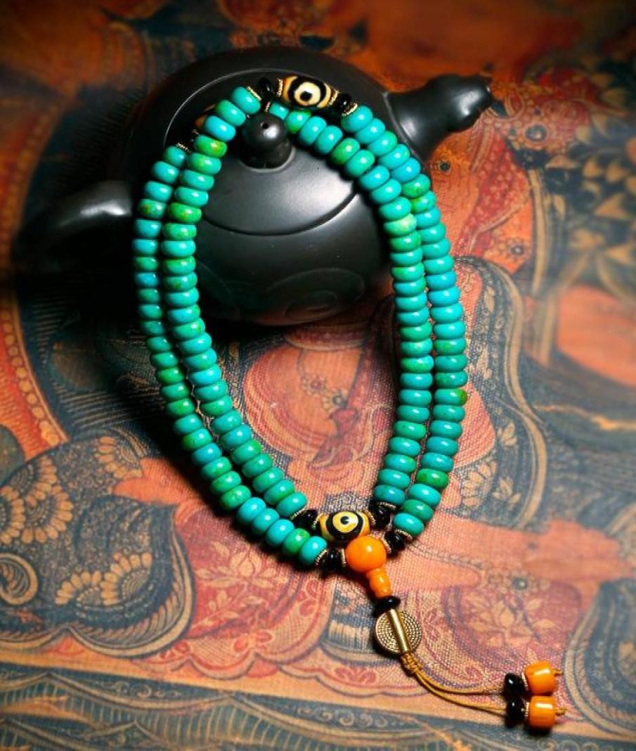 

Bangle Turquoise Bracelet 108 Tibetan Buddha Beads Necklace Long Heavenly Eye Transfer Bead Car Pendant Stationery Accessories1659077