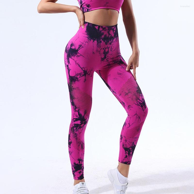 

Active Pants Tie Dyed Leggings Seamless Yoga Gym Scrunch Quick Drying High Waist Workout Exercise Women Fitness, Orange