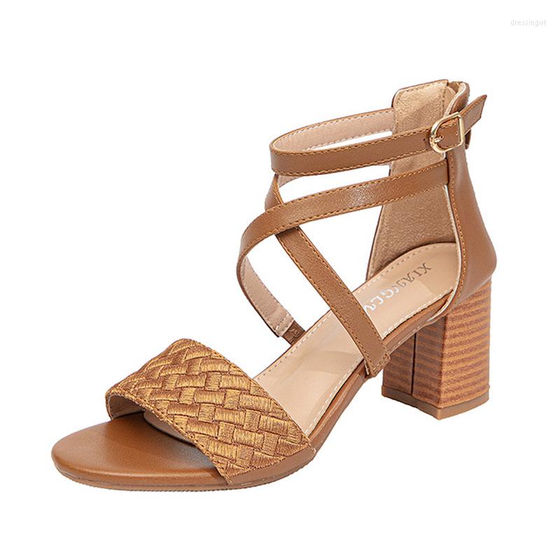 

Sandals Women Wedge Summer 2023 Fashion All-Matching Comfort Platform Chunky Heel Middle High Heels, Black