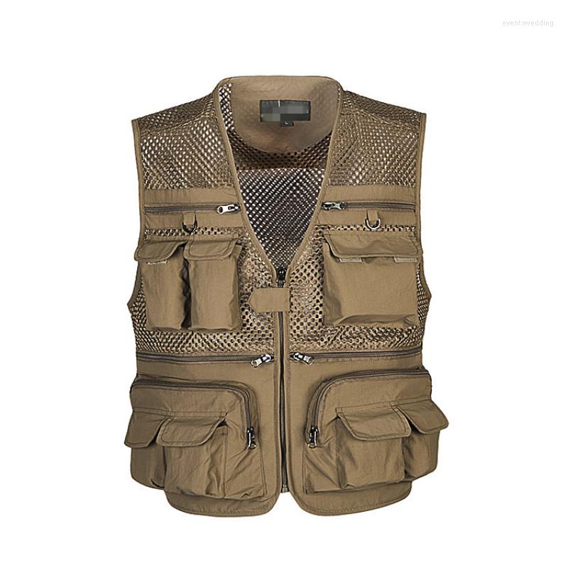 

Men's Vests Summer Khaki Military Vest Male Plus Size Mesh Men Fishing Tactical Casual Mens Sleeveless Green Jacket 4xl 5xl