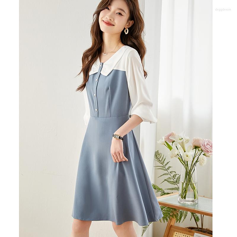 

Party Dresses Fairy Elegent Woman In The Spring Of 2023 Female Small Fashion Temperament Aristocratic Senior Feeling Baby Dolls Dress, Blue