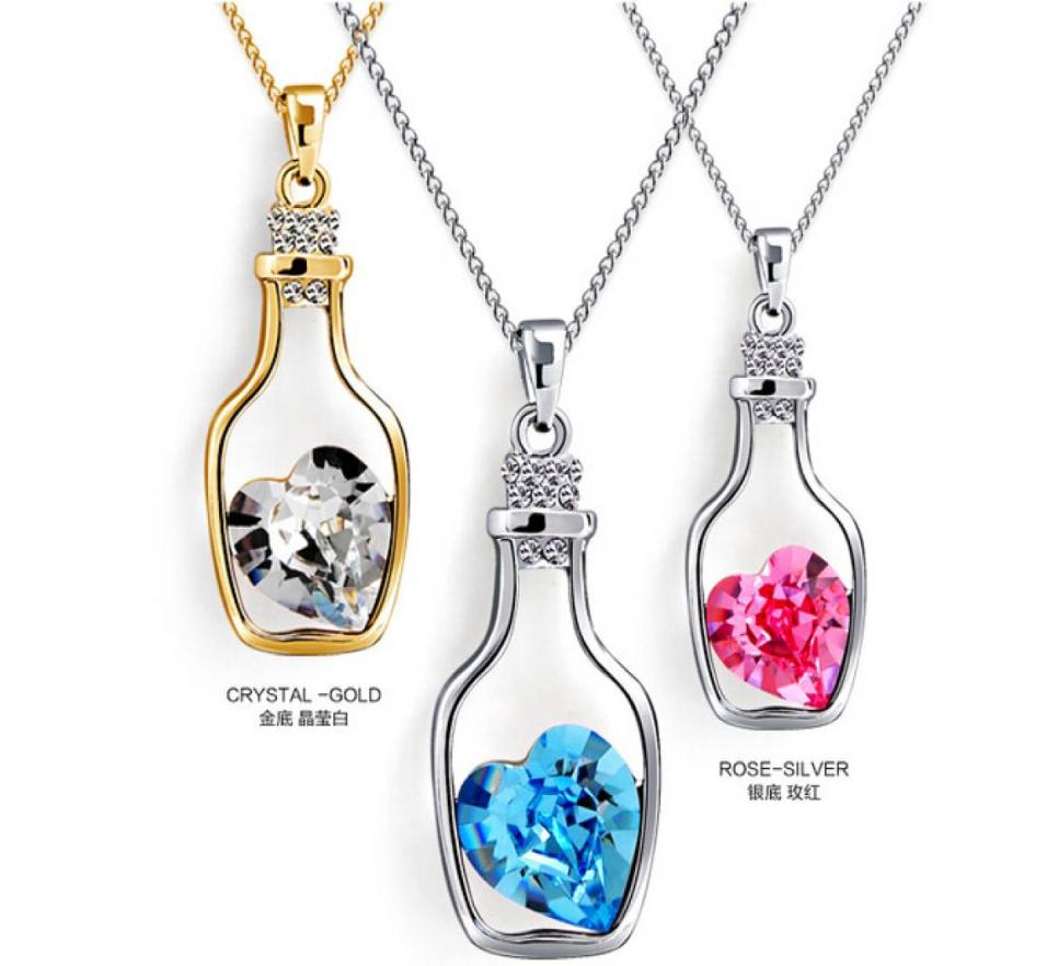 

Womens Love wishing bottles Pendant Necklaces Alloy Crystal Fashion Austria Drill Popular Jewelry Necklace Angel Tears Jewelry 2108233