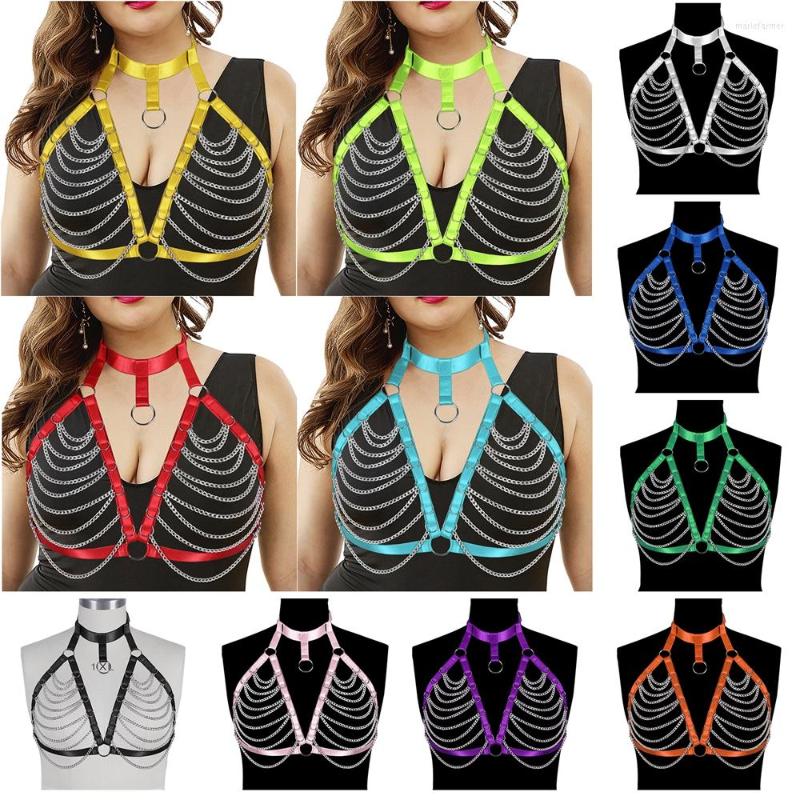 

Garters Suspender Bondage Body Harness For Women Adjust Plus Size Lingerie Punk Crop Tops Cage Sword Belt Chain Rave Wear, White