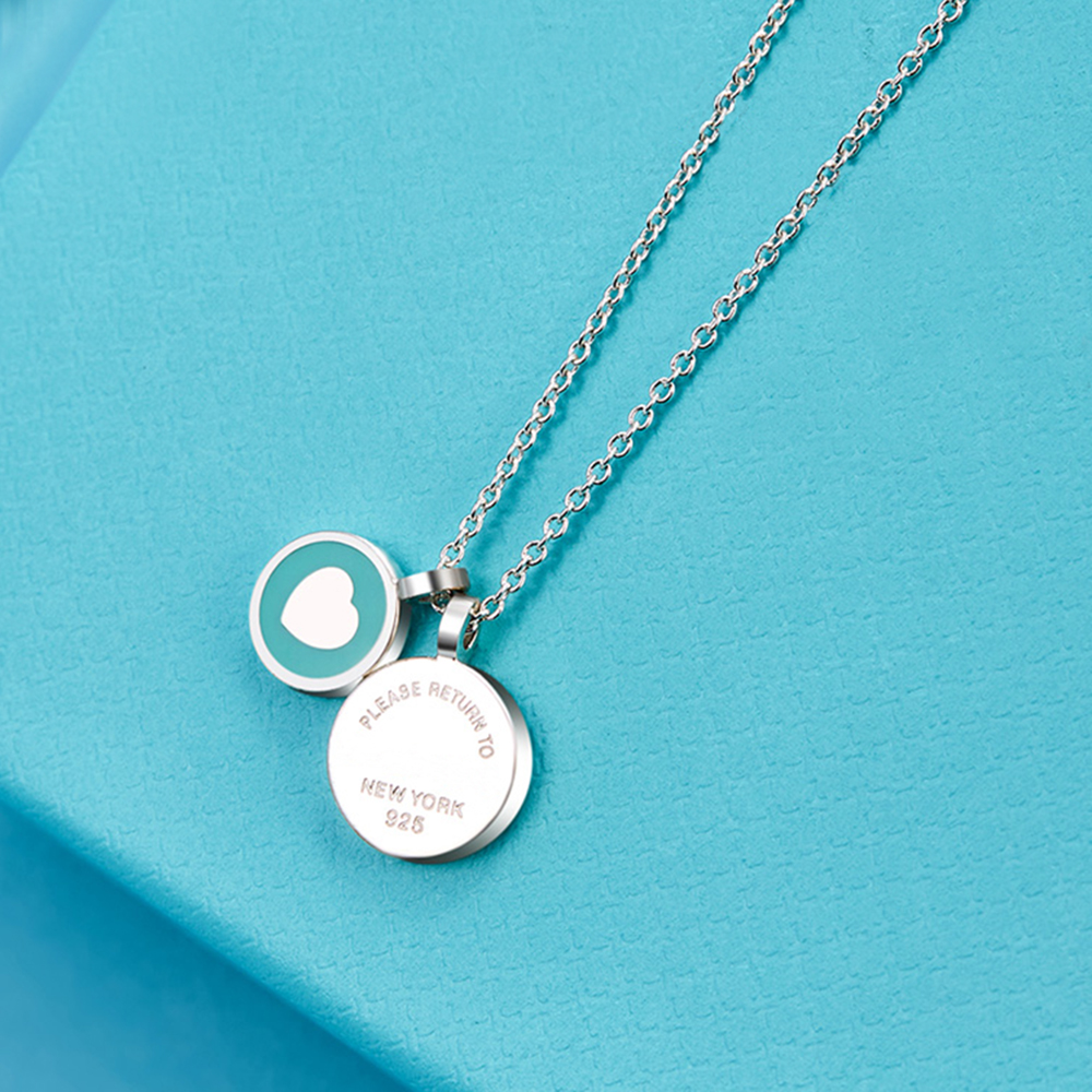 

925 Silver Classic love Pendant Necklace Mother's love Double Hearts Pendant women's fashion jewelry Designer high end return T Luxurys Wedding Original Blue gift box