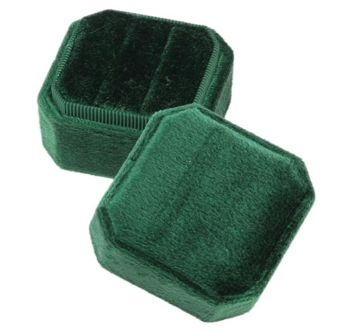 

Jewelry Pouches Bags Velvet Double Ring Box Octagon Wedding Ceremony With Detachable Lid 45BC8796624