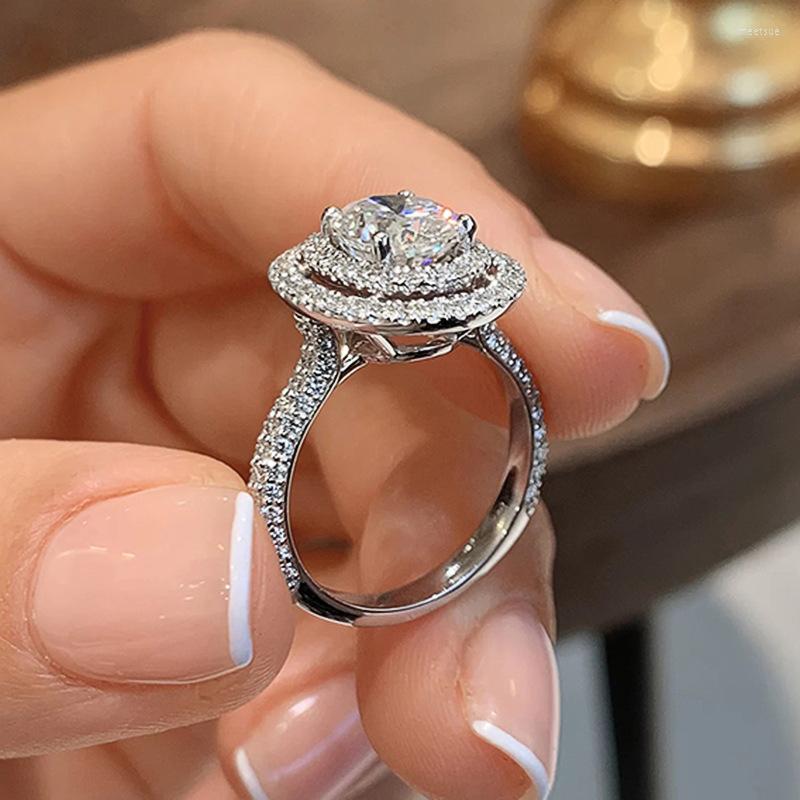 

Cluster Rings Temperament White Cubic Zirconia S925 Silver Oval Shaped For Women High Quality Engagement Wedding Trend Eternity Jewelry
