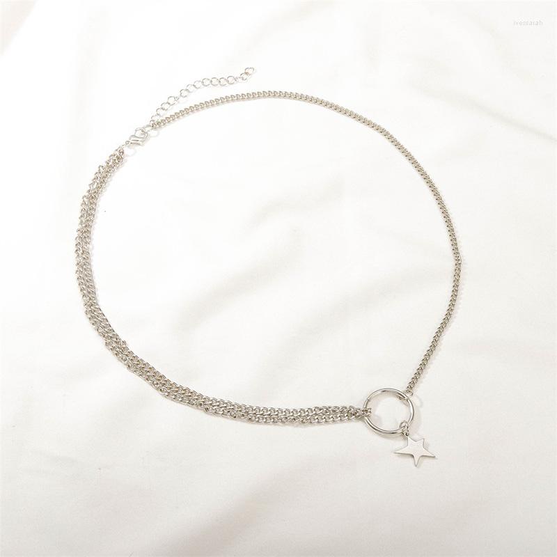 

Chains Punk Geometric Star Choker Necklaces For Women Girls Hip Hop Asymmetric Double Layer Chain Chocker Collars Necklace Jewelry