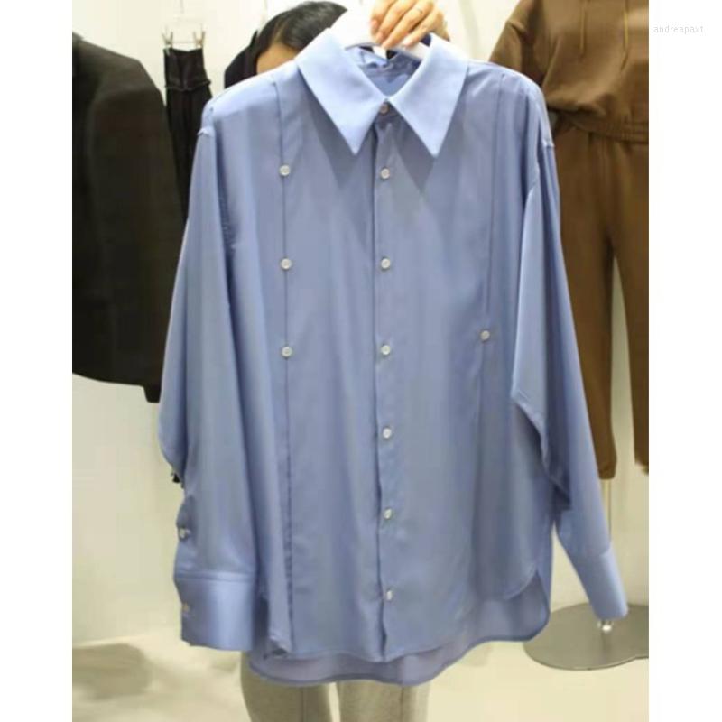 

Women' Blouses 2023 Autumn Temperament All Match Design Sense Niche Long Sleeve Shirt Women Top, Blue