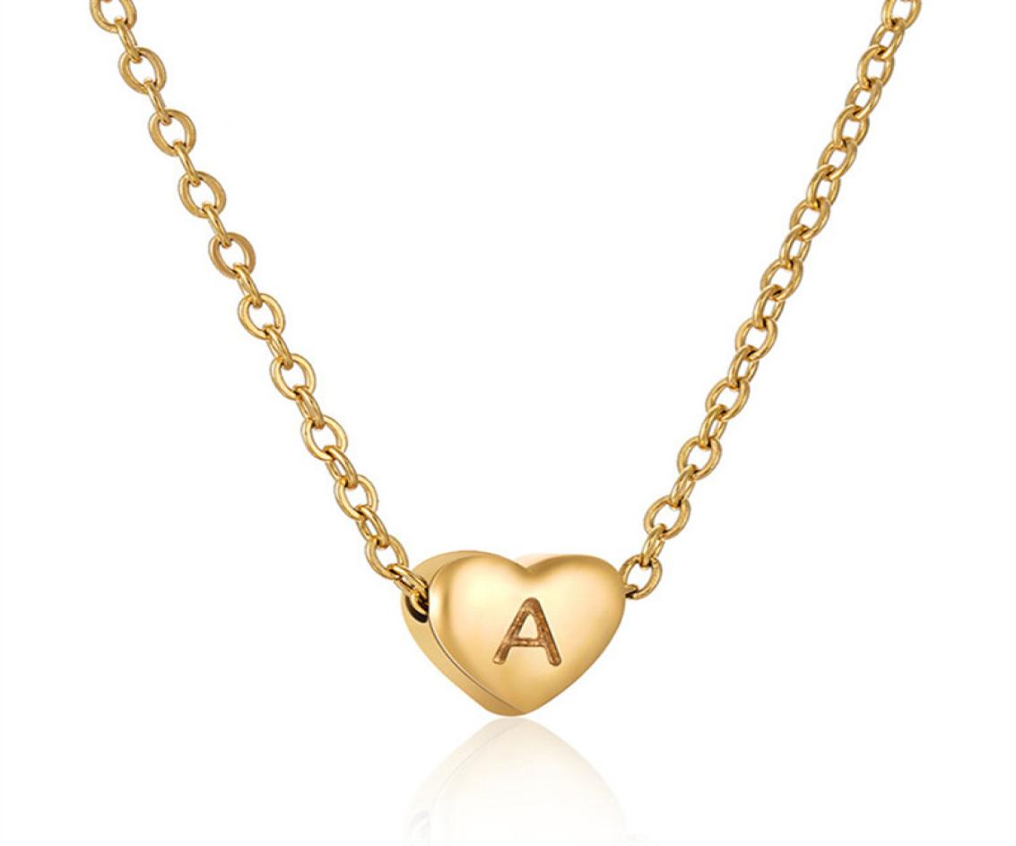 

Tiny Initial Heart Pendant 18K Gold Filled Handmade Dainty Personalized Letter Choker Necklace Gift For Women Necklaces Jewelry4333462
