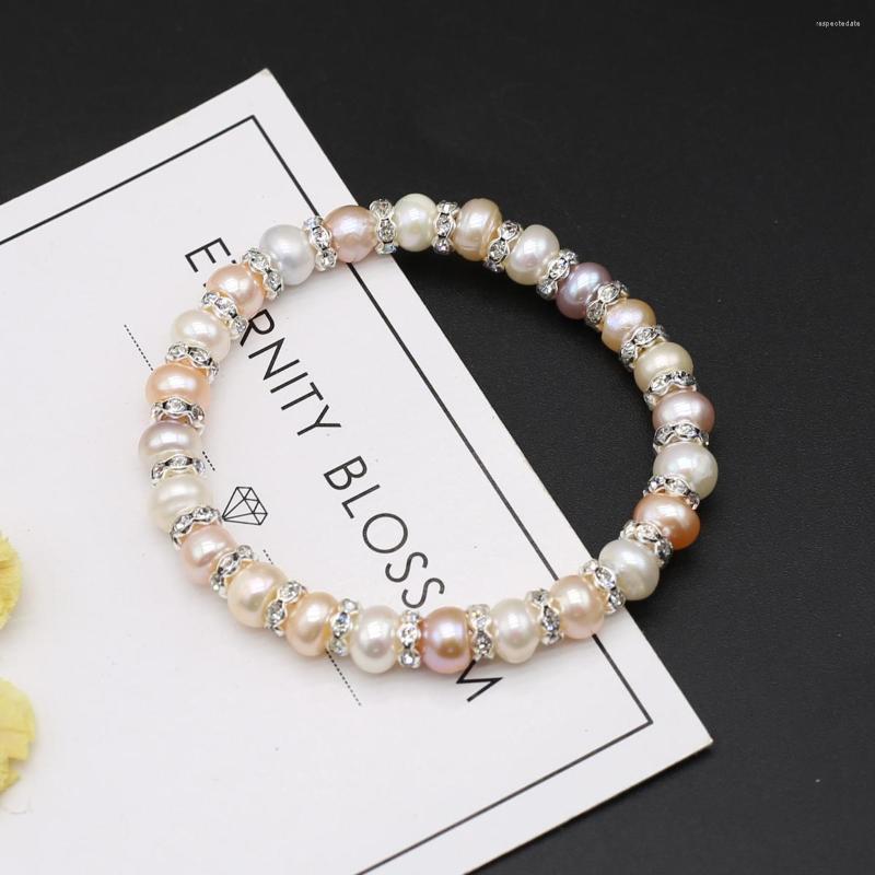 

Strand Natural Pearl Bracelet Multi-color Crystal Diaphragm Elastic Line Pearls Beaded For Women Jewelry Fashion Gift