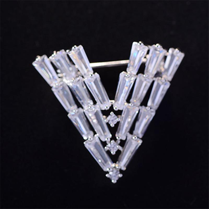 

Brooches Pins OKILY Elegant T-Square Zircon Brooch V-shaped Lapel Pin For Women Men Shawl Suit Decoration Collar Coat Jewelry Accessories