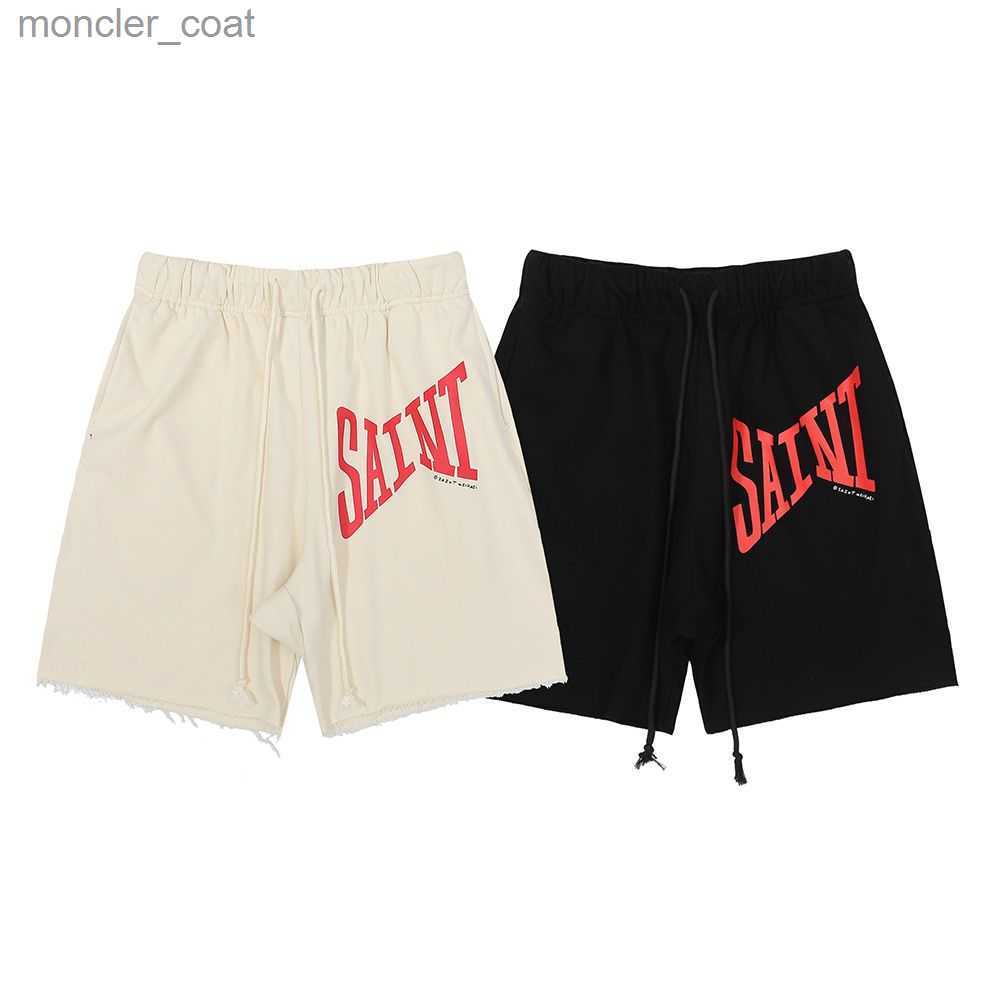 

Men' Shorts American Trendy Saint Michael Minimalist Printed Pure Cotton Terry Casual Loose for High Street Men and Women, Apricot