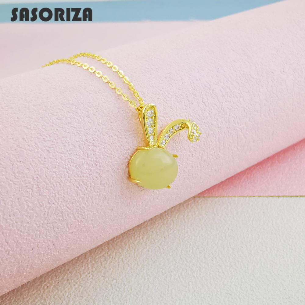 

925 sterling silver necklace for women rabbit shaped jade pendant necklace fine jewelry