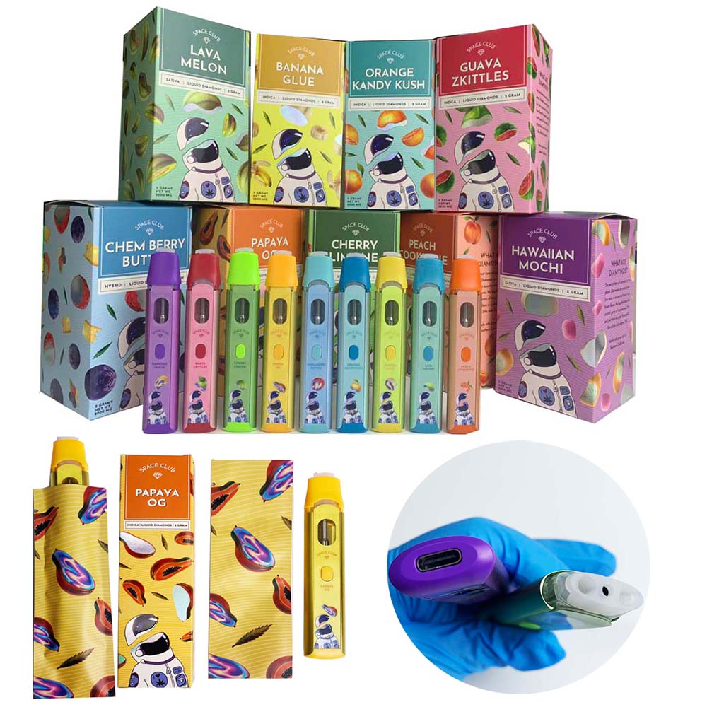 

Empty Space Club Disposable Vape Pens E-cigarettes 2.0ml Empty Vaporizer Starter Kit 360mah Rechargeable Battery 2 Grams Empty thick oil carts with packaging