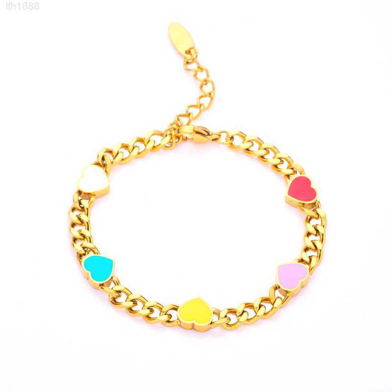 

Hot Selling Goods Jewelry Colors Colourful Heart Charm Enamel Bracelets for Women