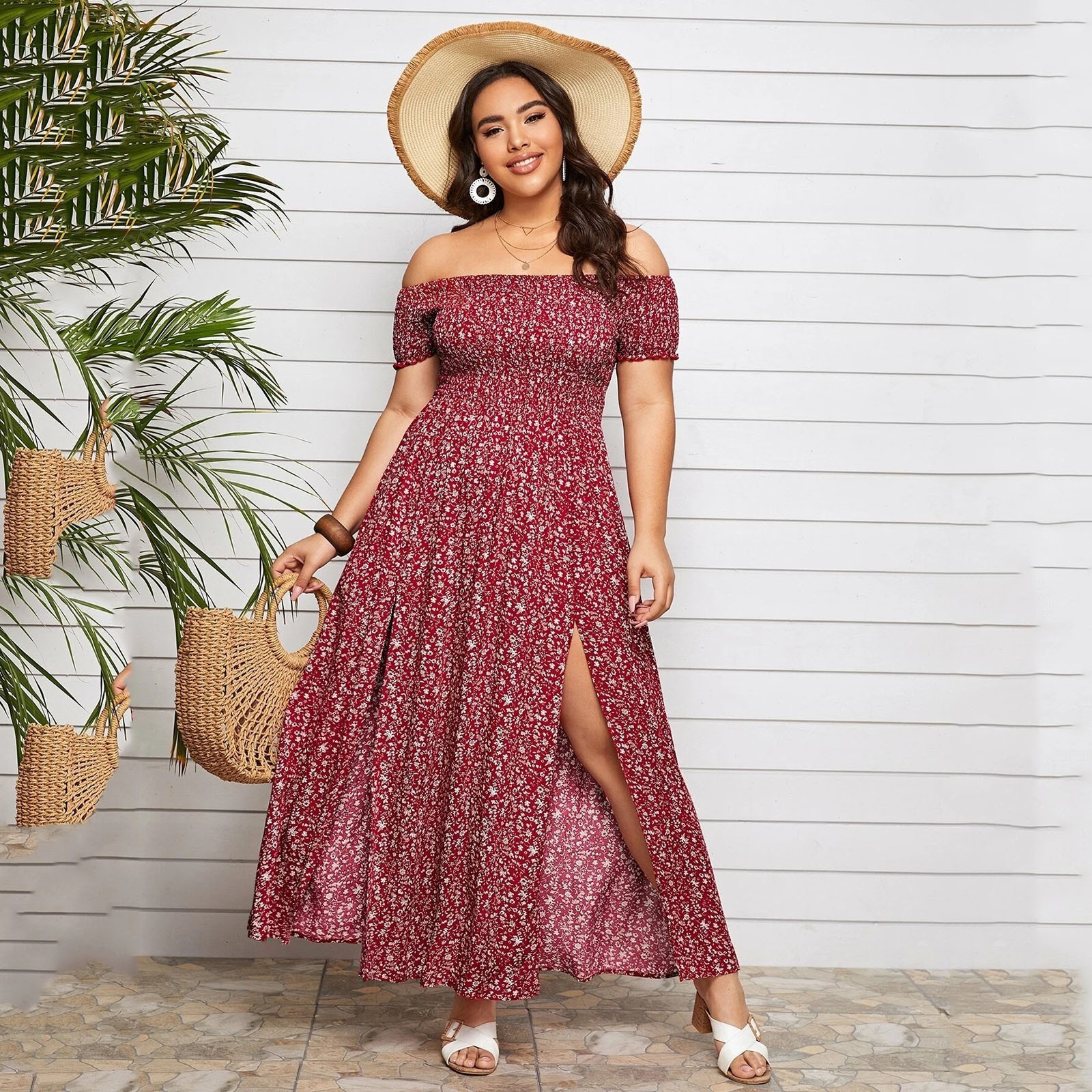 

Plus size Dresses Summer Women Long Casual Size Flower Print Maxi Vintage Off Shoulder Slim AnkelLength Vestidos 230512, Navy blue