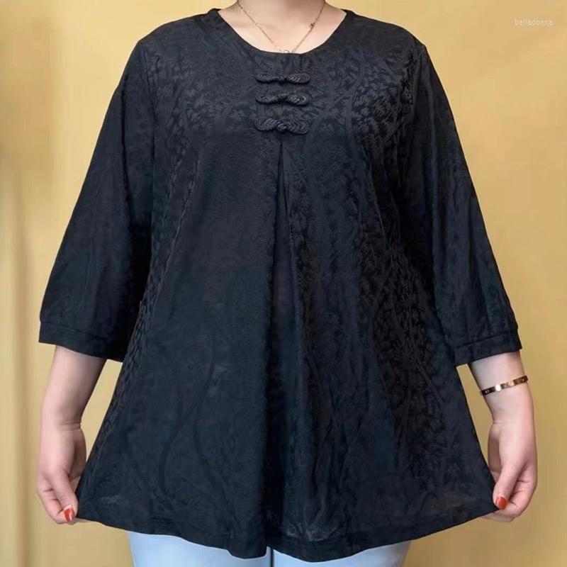 

Women's Blouses Spring Summer Thin Loose Plus Size Shirt Tops 3/4 Sleeve Round Neck All-match Pullovers Vintage Fashion Women Clothing, Green