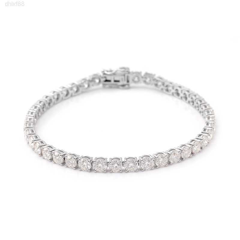 

S925 Sterling Silver Tennis Chain Hip Hop Style 4mm Round Moissanite Bracelet Tennis Chain