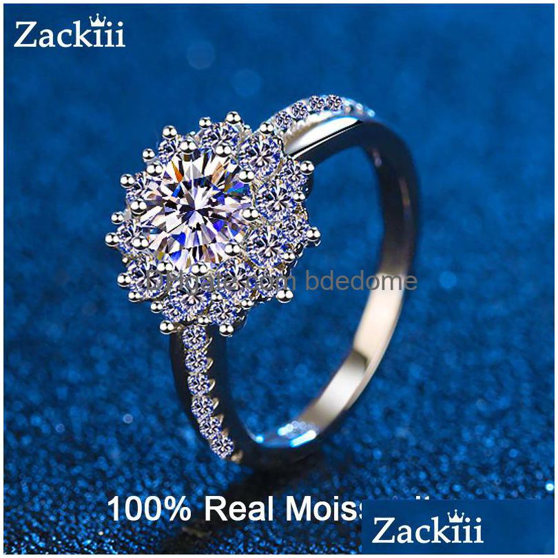 

Rings 1Ct Certified Engagement Sterling Sier Vvs Lab Diamond Halo Ring For Women Flower Promise 230330 Drop Delivery Jewelry Dh7Us