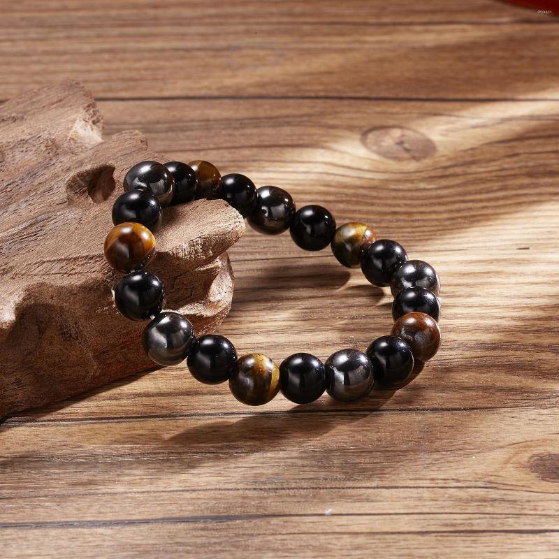 

Strand Classics Beaded Bracelet Men's Tiger Eye Stone Obsidian Hematite Elastic Couple Gift Accessories Wholesale 116