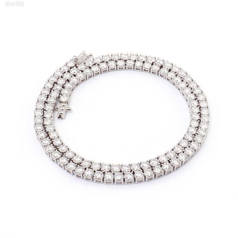 

925 Sterling Silver Tennis Chain 6mm Moissanite Prong Setting Gold Plated Iced Out Hiphop Style for Man Women Wholesale