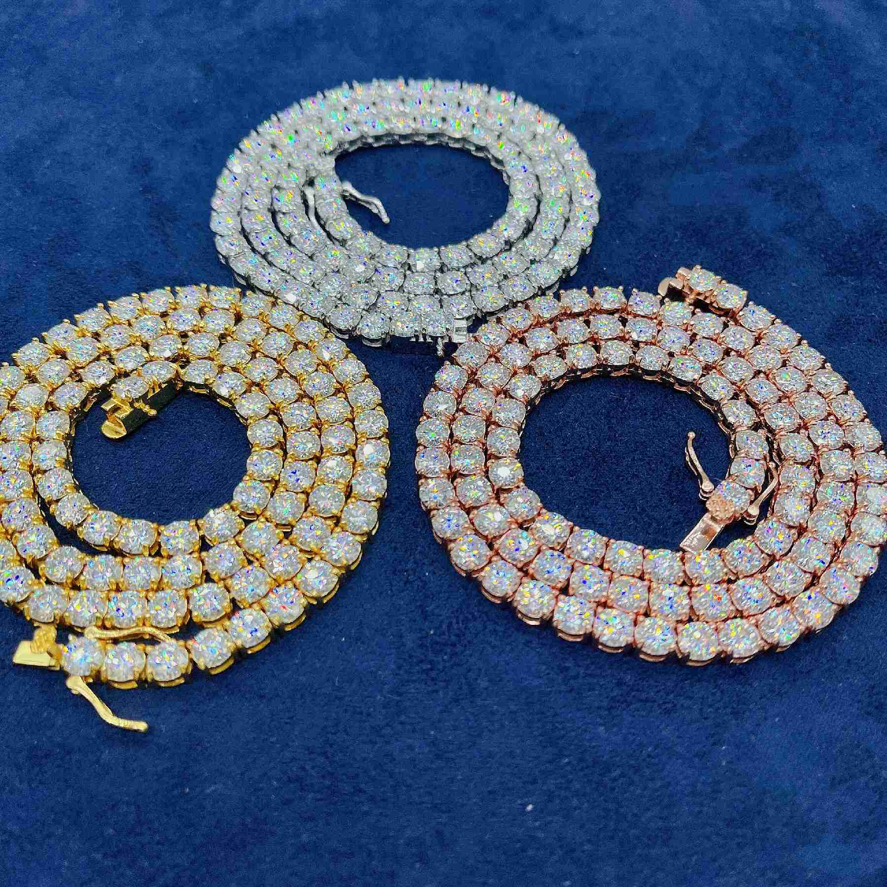 

Hip Hop 925 Sterling Silver Pass Diamond Test 3mm 4mm 5mm Vvs Moissanites Diamond Necklace/bracelet Moissanite Tennis Chain