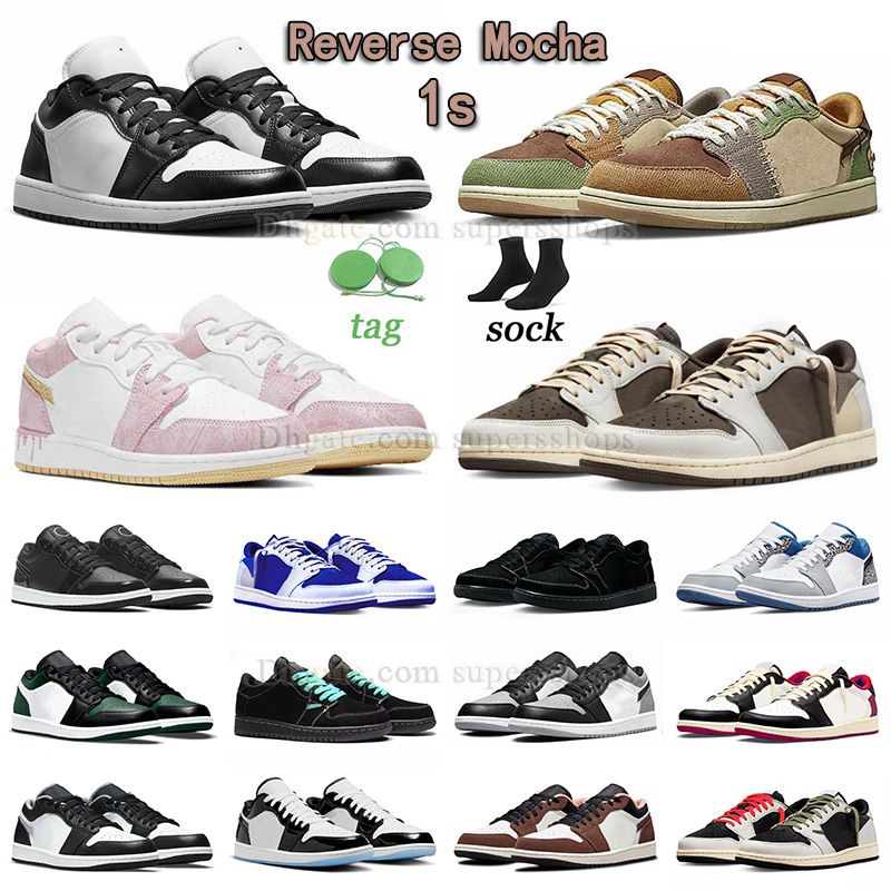 

retro basketball shoes hot jumpman 1 low reverse mocha 1s zion williamson voodoo paint drip panda men women sneakers outdoor trainers black phantom chicago starfish, E05 36-46 sb x midnight navy