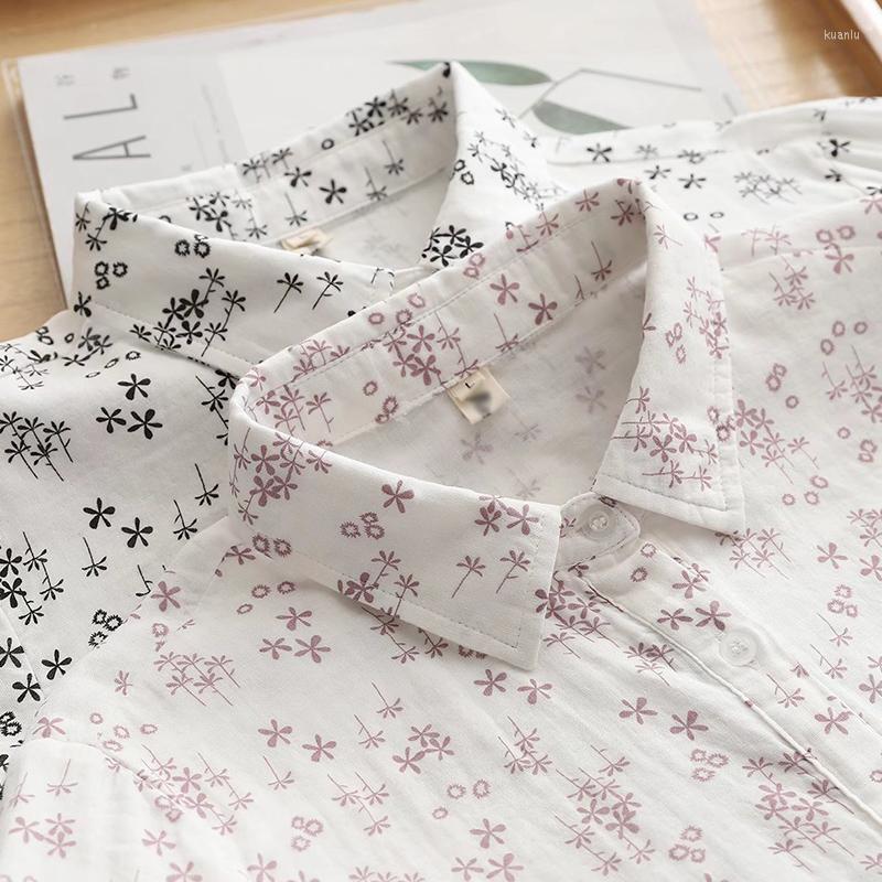 

Women's Blouses Spring Autumn Period Double Yarn Cotton Broken Beautiful Shirt Women Clothing Long Sleeved Female Casual Sweet Blouse Tops, Pink