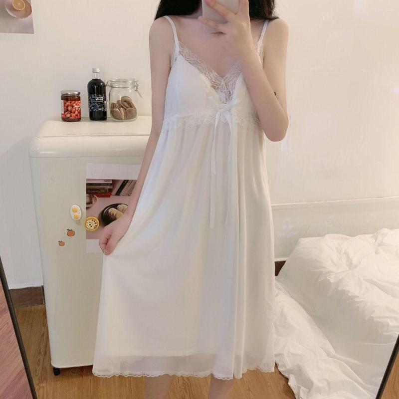 

Women's Sleepwear Sexy Women Nightwear Slip Dress White Fancy Chest Open Nightgown Woman Very Sexuality Women's Nightgowns For Sleeping