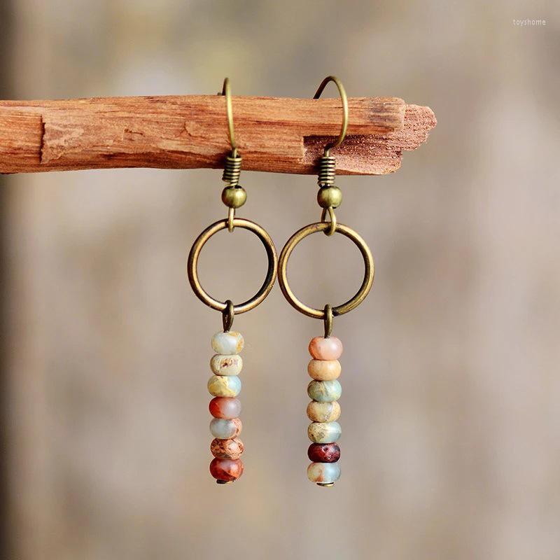 

Dangle Earrings Vintage Natural Stone Drop Bohemian Ethnic For Women Gift Jewelry