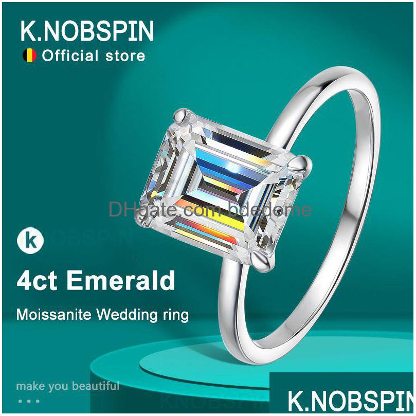 

Rings Knobspin 4Ct Emerald Ring S925 Sterling Sliver Plated 18K White Gold Band Engagement For Women 230330 Drop Delivery Jew Dhutx