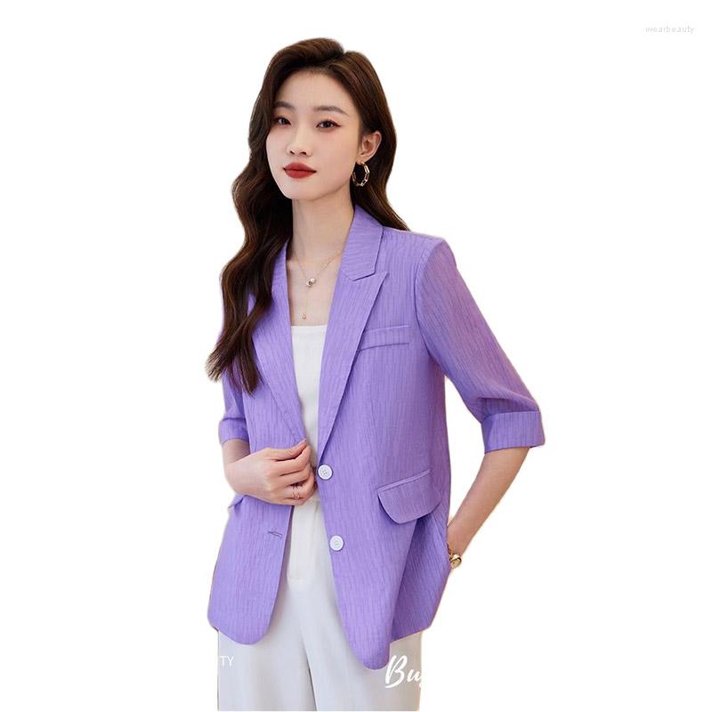 

Women's Suits Purple Small Suit Coat For Women 2023 Spring/Summer Blazer Thin Style Mid Sleeve Fashion Chiffon Sunscreen Shirt Top Z1246, White