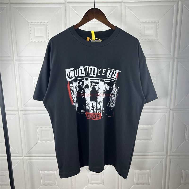 

Designer Fashion Clothing Tees Tshirt American Street Trend Galleryes Depts Vintage Gilded Letter Printed Short Sleeved Tshirt for Men Women Casual Streetwear Top, Brown