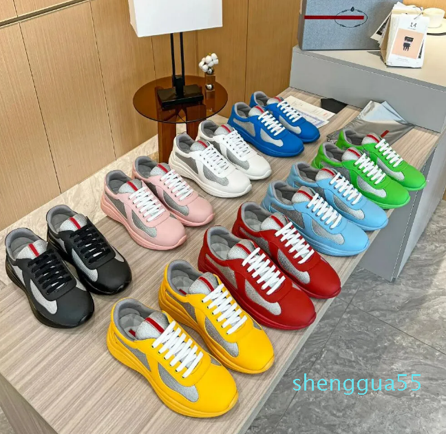

Designer Casual Shoes America Patent Leather Sneakers Flat Trainers for Men Leather Nylon Black Mesh Lace-up Outdoor Runner trainer Sport Shoe with box, Color 21