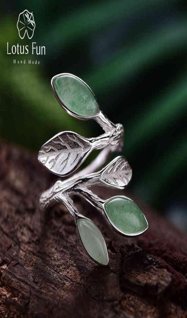 

Lotus Fun Real 925 Sterling Silver Open Ring Natural Stone Handmade Design Fine Jewelry Spring in the Air Leaves Rings for Women5370524