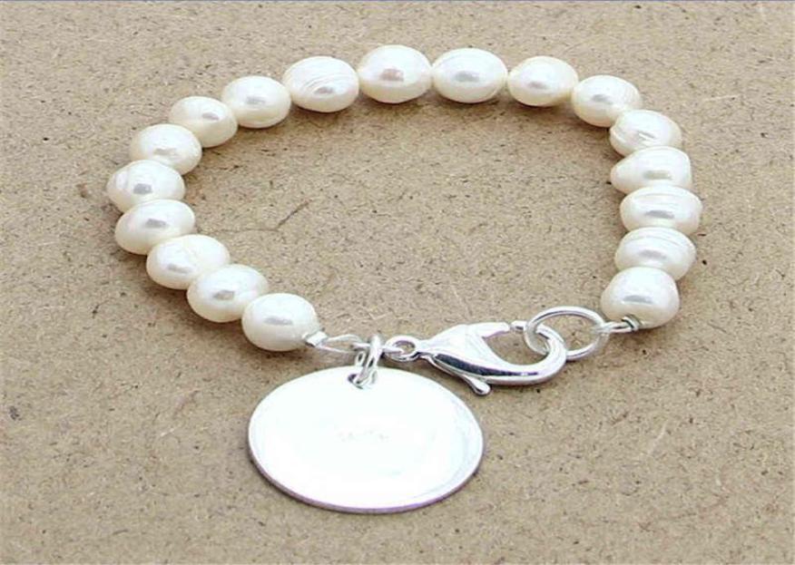 

New 925 Sterling Silver Bracelet Natural Freshwater Pearl with Heart Brand for Woman Charm Jewelry Wedding Gift5936322