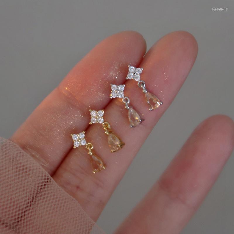 

Dangle Earrings Trendy Fashion Gold Silver Color Drop Elegant Water Zircon Pendant Women's Flower Jewelry For Wedding