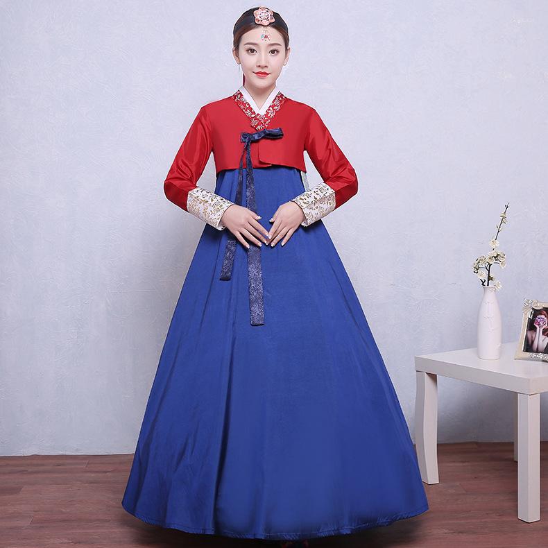 

Ethnic Clothing Korean Women Print Flower Party Dress Elegant Stage Show Costumes Traditional Young Girls Hanbok Dresses Noble Dancing Gowns