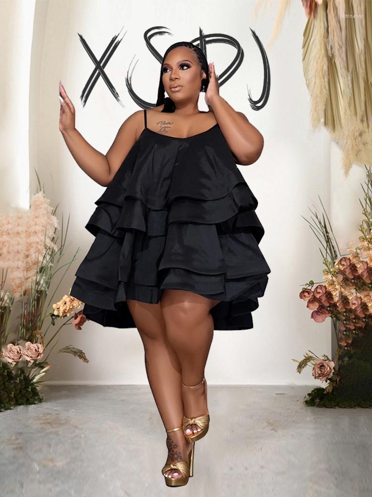 

Plus Size Dresses Summer Dress Women 2023 Satin Tiered Ruffle Sexy Short Chic And Elegant Woman Wholesale Drop, Orange
