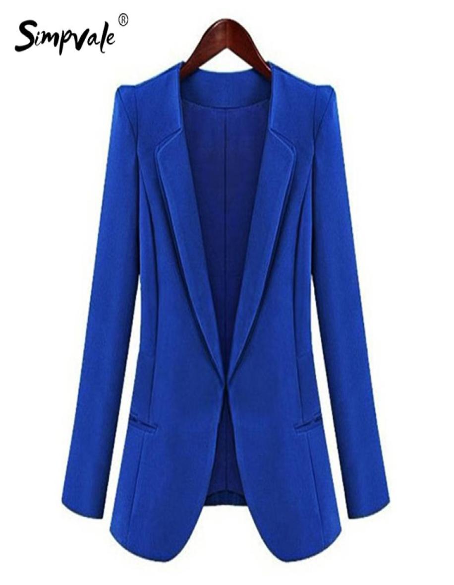 

SIMPVALE New Trendy Solid Color Women Business Formal Office Thin Blazer Work Wear Casual Chiffon Draped Lady EleSlim Coat7349927, Blue