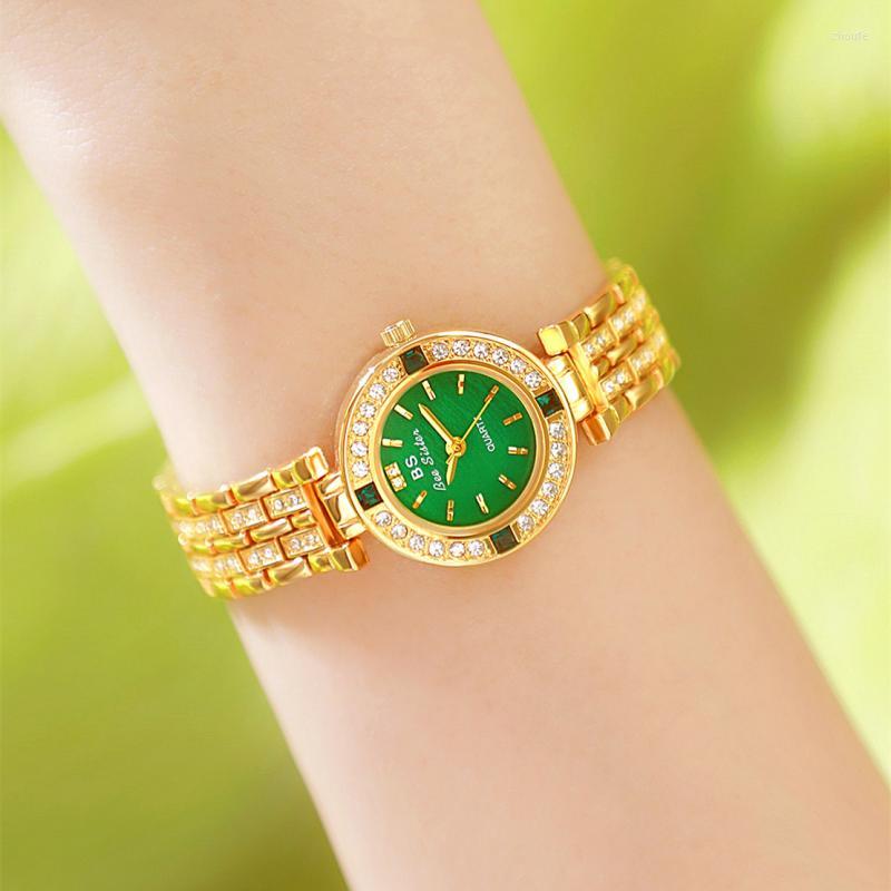 

Wristwatches Fashion Leisure Lady's Quartz Wrist Watch Stainless Steel Strap Diamond Rose Gold Small Dial Gift For Women Relogio, Gn