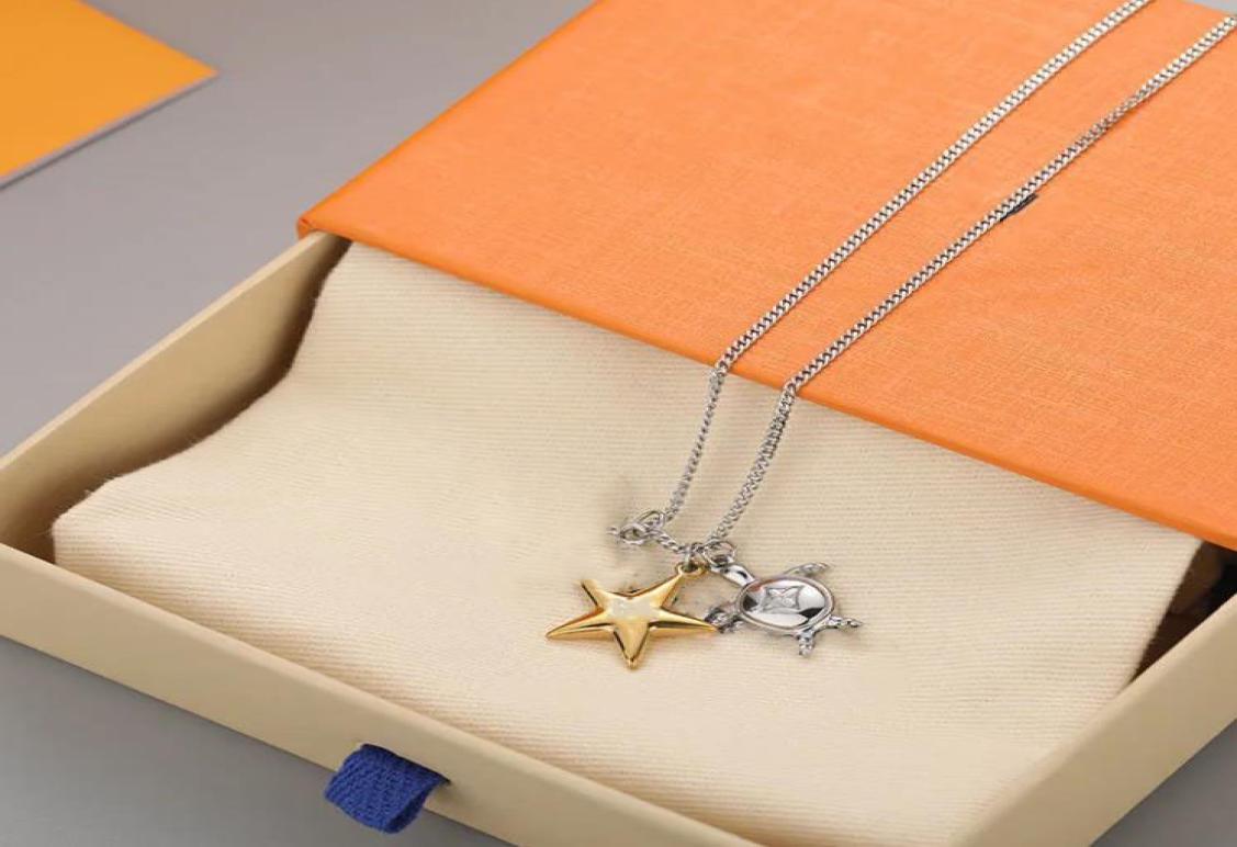 

Turtle star blue letter threeinone pendant necklace for men women is simple and stylish designer jewelry necklaces gold chain lu6338431