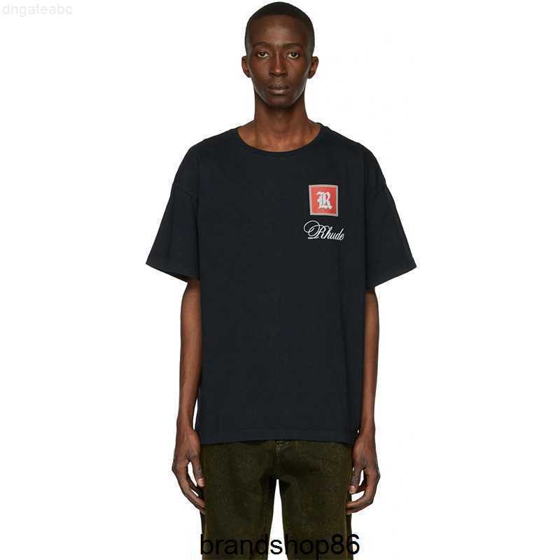 

Men' T-shirts T-shirts Rhude Monaco Porcelain Pattern Print Ins Small American High Street Fashion Loose Short Sleeve Women T-shirt Men, Black5
