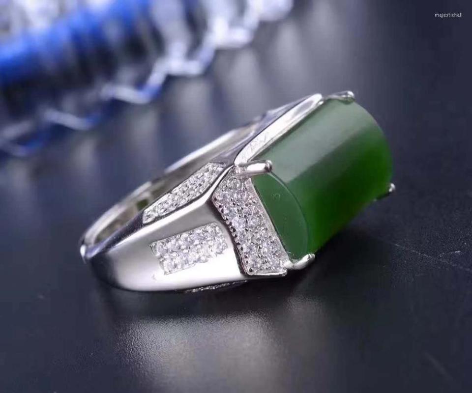 

Cluster Rings Man Ring Real And Natural Original Jade Stone Solid 925 Silver Gemstone